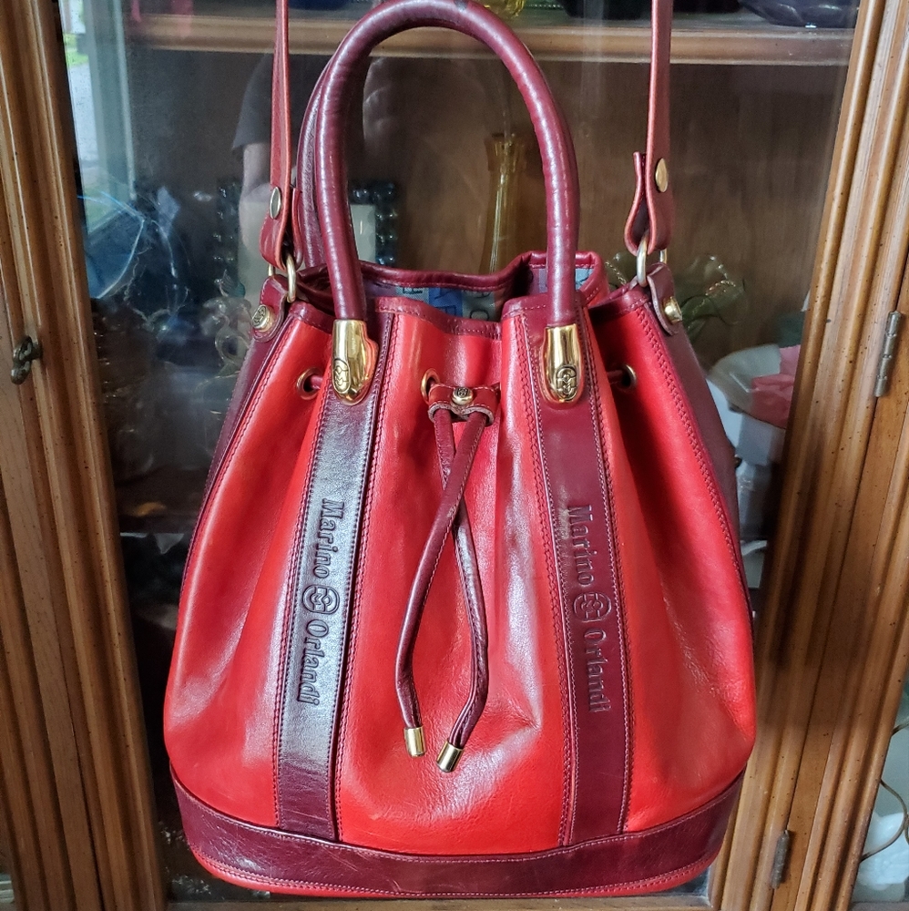 Marino Orlandi Red Drawstring Purse